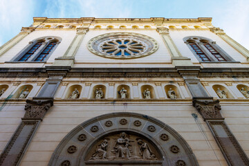 Facade of the Basílica de Santa Maria de Mataró church in Mataro, Catalonia, Spain, Europe