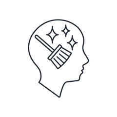 Put your head in order. Clear your brain.Personal problem situations.Vector linear icon isolated on white background.