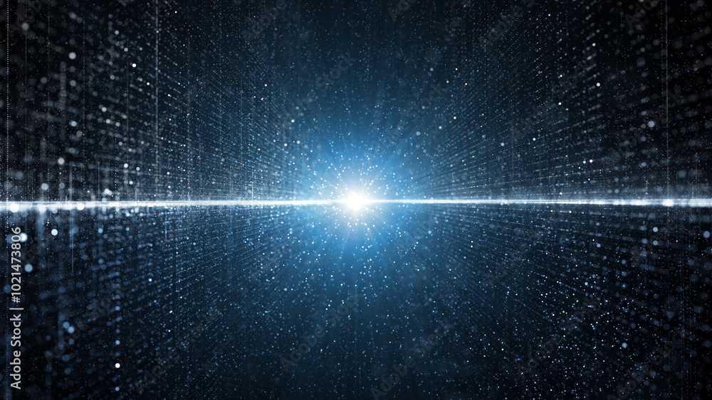 Poster digital technology cyberspace hologram with glowing lines and dots. cyber tech illustration backgrou
