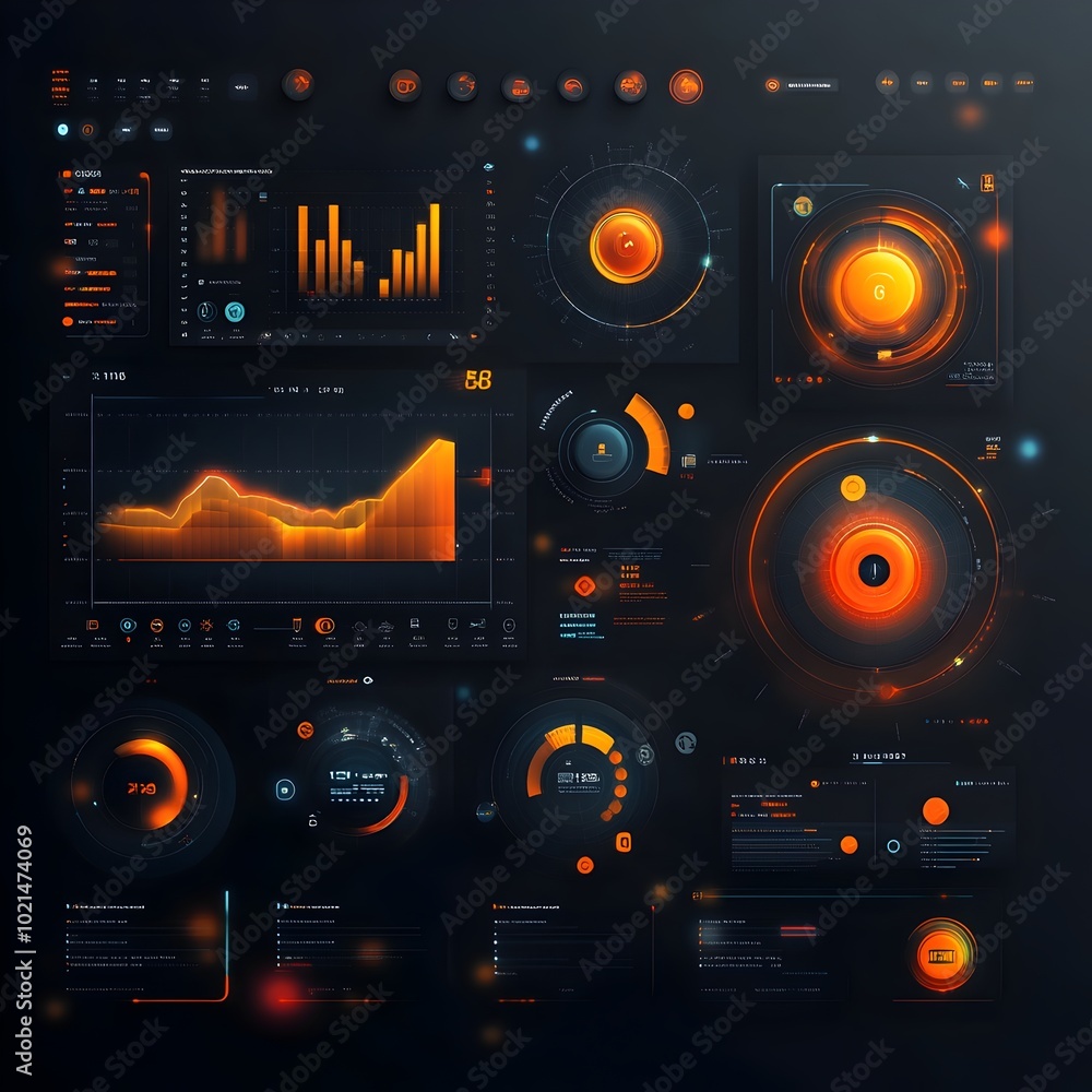 Poster sleek and futuristic technology interface design featuring clean digital data analytics visualizatio