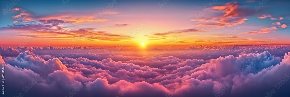 Aufkleber sunset view with clouds background wide background