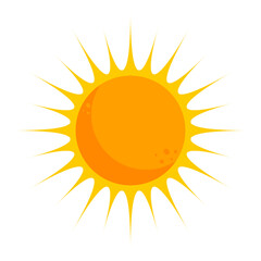 Orange sun, sunlight. Symbol of sunny weather. Vector illustration.