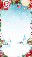 Obraz premium Christmas card with decorated tree and ornaments,Generated By Ai