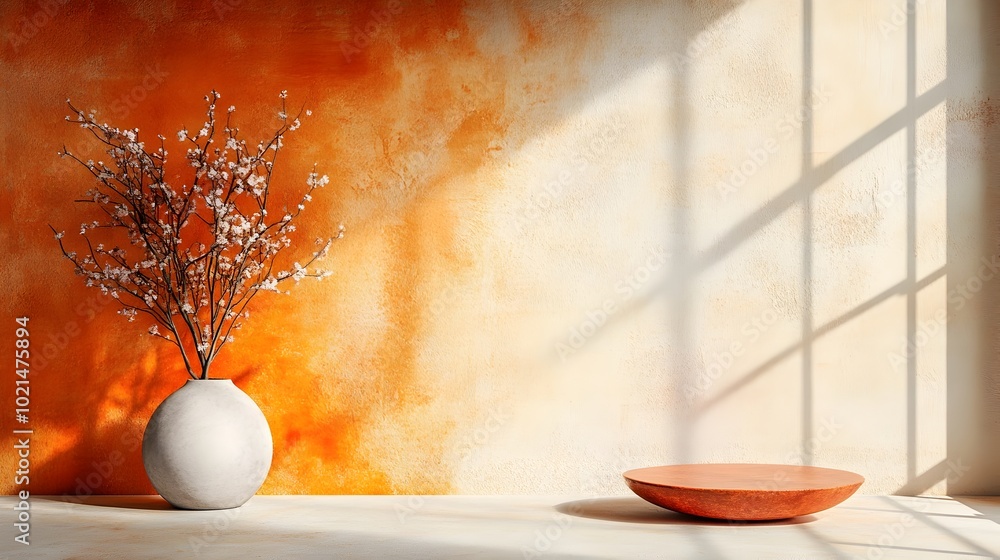 Poster elegant 3d creative space with a prismatic background vacant floor and wall with a product display b
