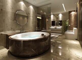 Luxury Modern Bathroom Design with Oval Tub