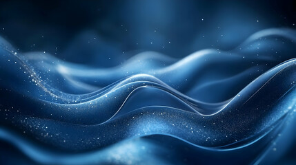 Abstract 3D Blue Wave Background with Glowing Particles
