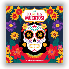 Creative social media post design template for Día de Muertos-ai generated