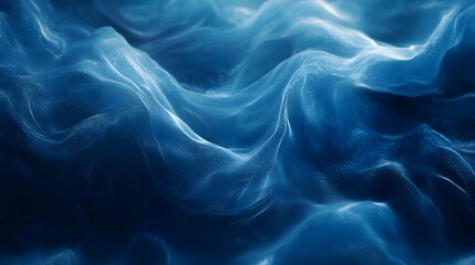 Obraz premium Abstract Blue Wavy Background with Glowing Particles