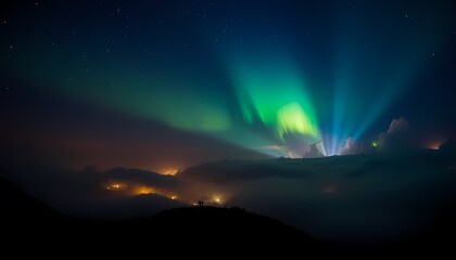 aurora borealis in the mountains