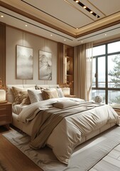 Modern Beige Bedroom Interior Design