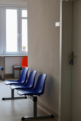 View of an empty waiting room/corridor in a clinic/hospital