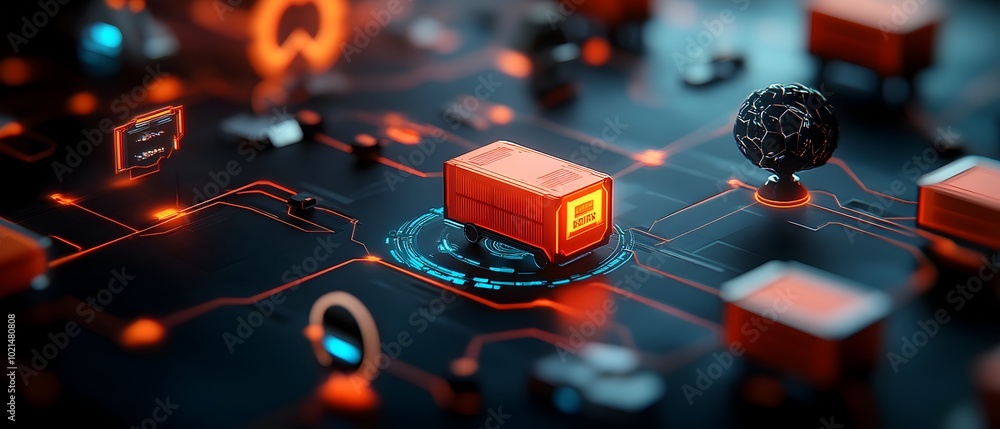 Poster streamlined and intelligent ai powered logistics management system featuring complex supply chain an