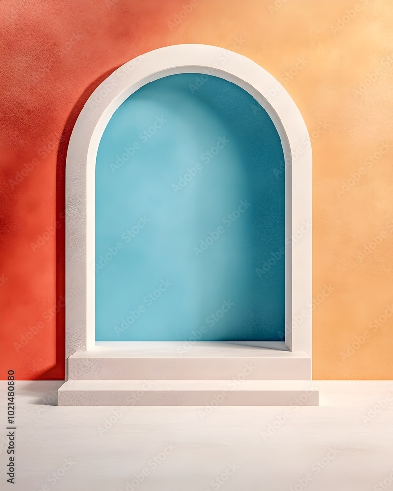 Poster pristine 3d studio space featuring a vibrant cobalt blue backdrop clean empty floor and walls singul