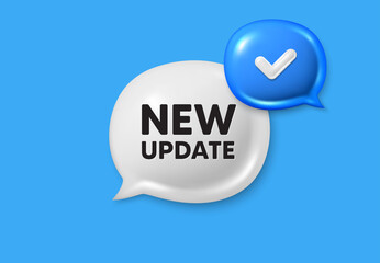 New update icon. Text box speech bubble 3d icons. Special offer sign. Important information available symbol. New update chat offer. Speech bubble banner. Text box balloon. Vector