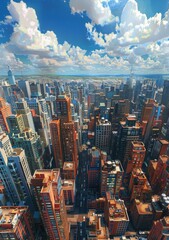 Naklejka premium Cityscape Aerial View Illustration