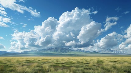 Obraz premium Vast Grassland Under a Dramatic Sky
