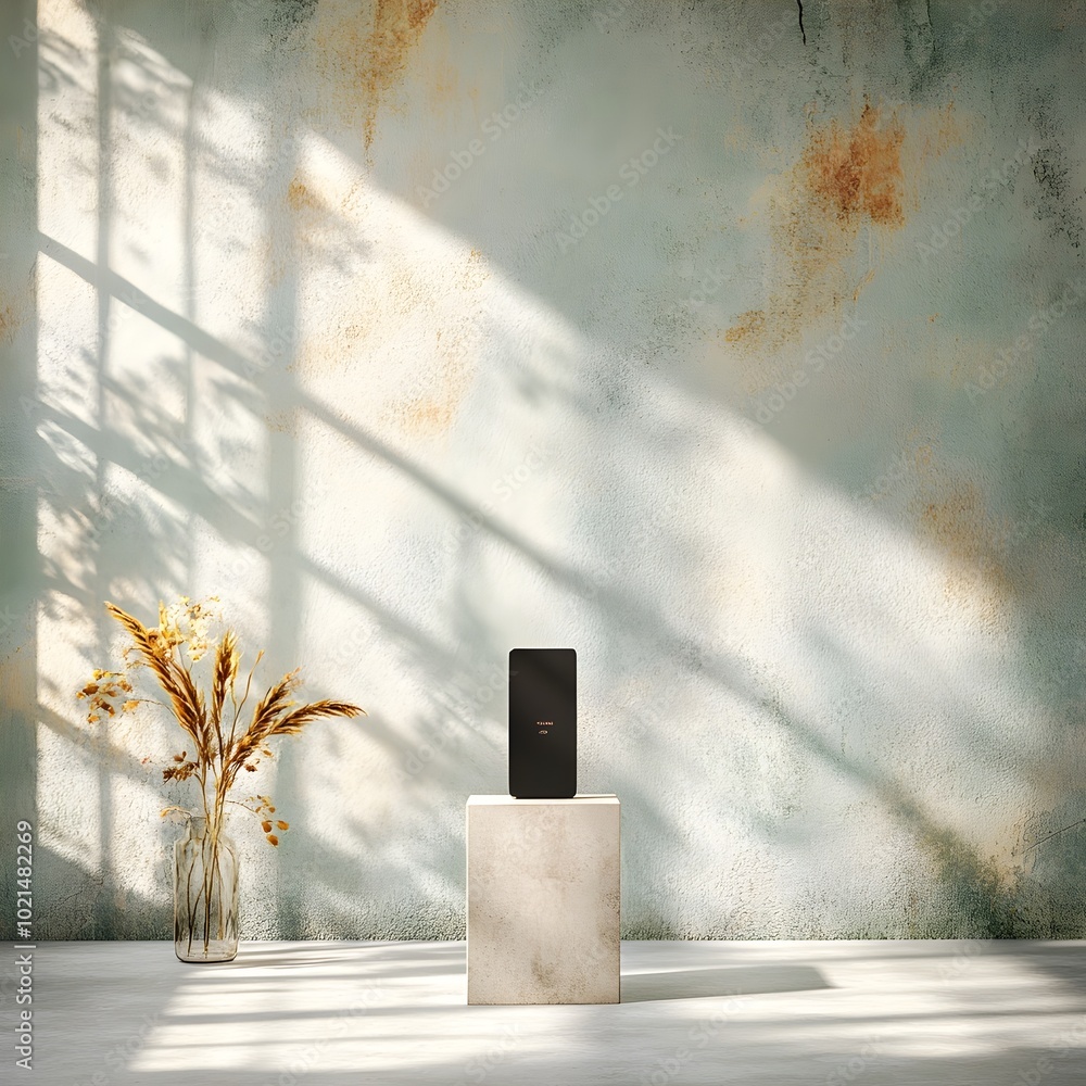 Aufkleber sleek and modern 3d studio mockup scene with bare concrete floor and walls a central product display