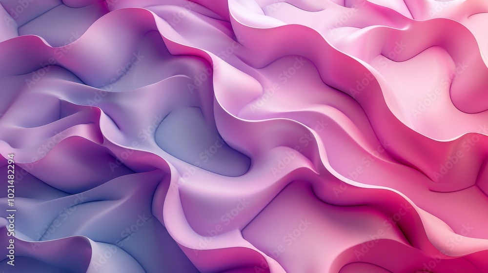 Poster Colorful 3D rendering of a wavy surface