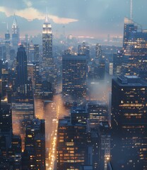 Night Metropolis Skyline  Cityscape Illustration
