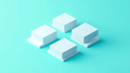 Obraz premium A stack of white paper is on a blue background
