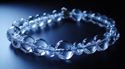 Obraz premium A beautiful glass bead necklace. The beads are clear and shiny, perfect for any occasion. This necklace is handmade and would make a great gift.