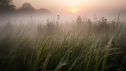 Fototapeta premium Nature’s Serene Veil: Exploring Fog-Covered Landscapes