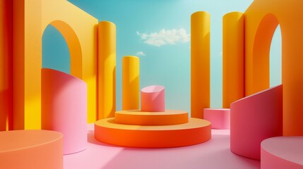 Colorful Geometric Abstract Scene Design