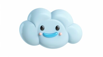 Fototapeta premium 3D rendering of a happy smiling cloud