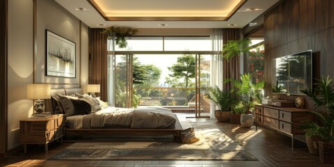 Modern Luxurious Bedroom Interior Design Illustration