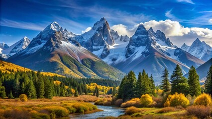 Majestic Views of Four Distinct Mountain Types in Diverse Landscapes Under Clear Blue Skies