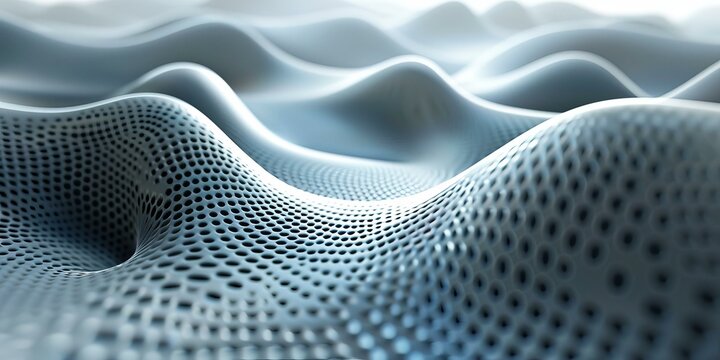 Abstract Futuristic Surface With Soft Waves And Perforated Texture