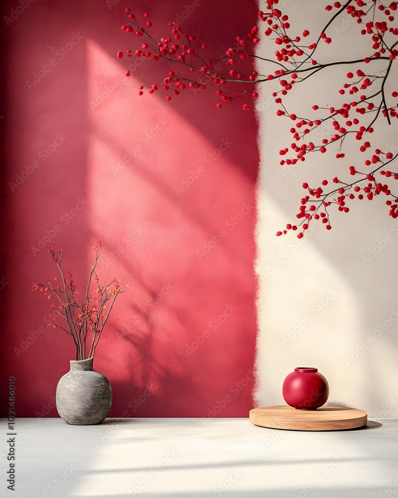 Aufkleber elegant 3d studio setting with an uncluttered floor and countertop captivating shadows from natural 