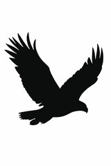 Obraz premium A black silhouette of a flying eagle with outstretched wings vector silhouette