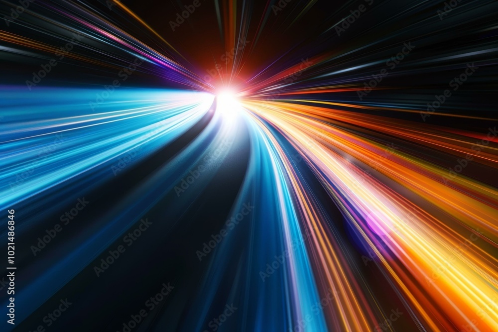 Aufkleber abstract image of colorful light trails with a bright light source in the center