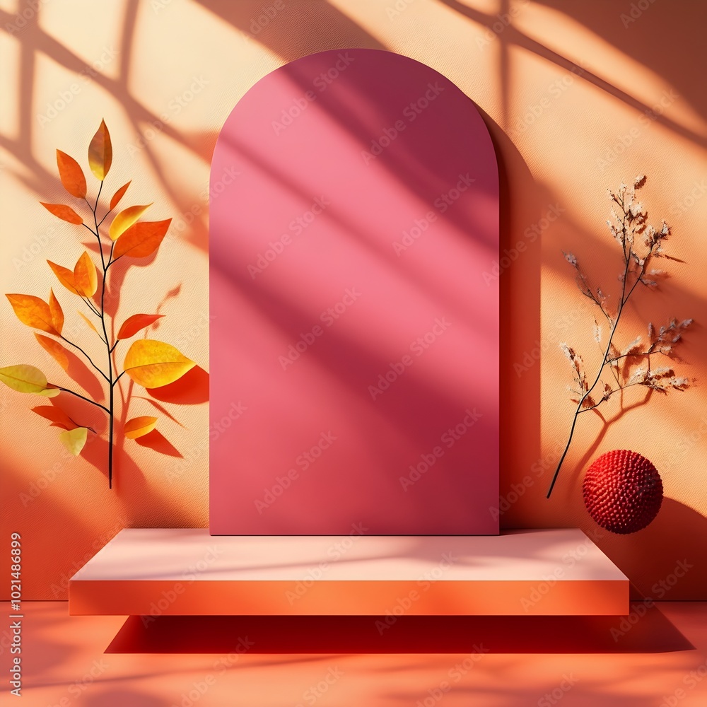 Poster dramatic 3d studio space with walls simple product display podium and dramatic shadow patterns from 