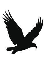 Obraz premium A black silhouette of a flying eagle with outstretched wings vector silhouette