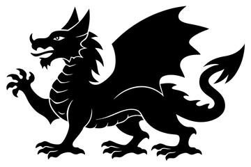 Welsh Dragon Silhouette Vector Illustration of the National Emblem