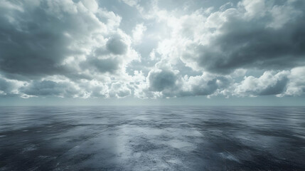 Dramatic Cloudy Sky Over Ocean - 3D Illustration