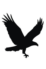 Obraz premium A black silhouette of a flying eagle with outstretched wings vector silhouette