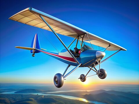 Micro Ultralight Aircraft in Clear Blue Sky Showcasing Innovative Aviation Technology and Design