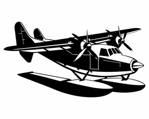 Sea Plane silhouette , Airplane vector illustration