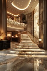 Obraz premium Luxury Hotel Lobby Interior Design Illustration