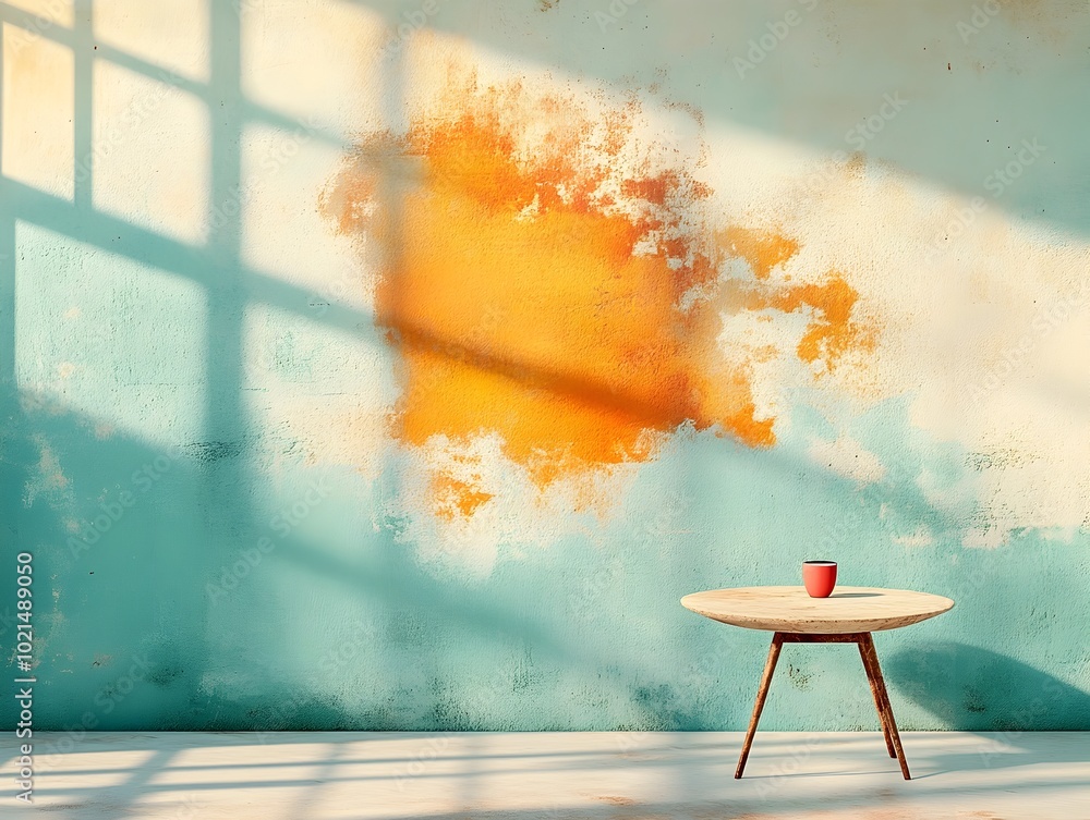 Poster worn gritty 3d studio environment with bare concrete walls and floors a rust tinged patina and a sim