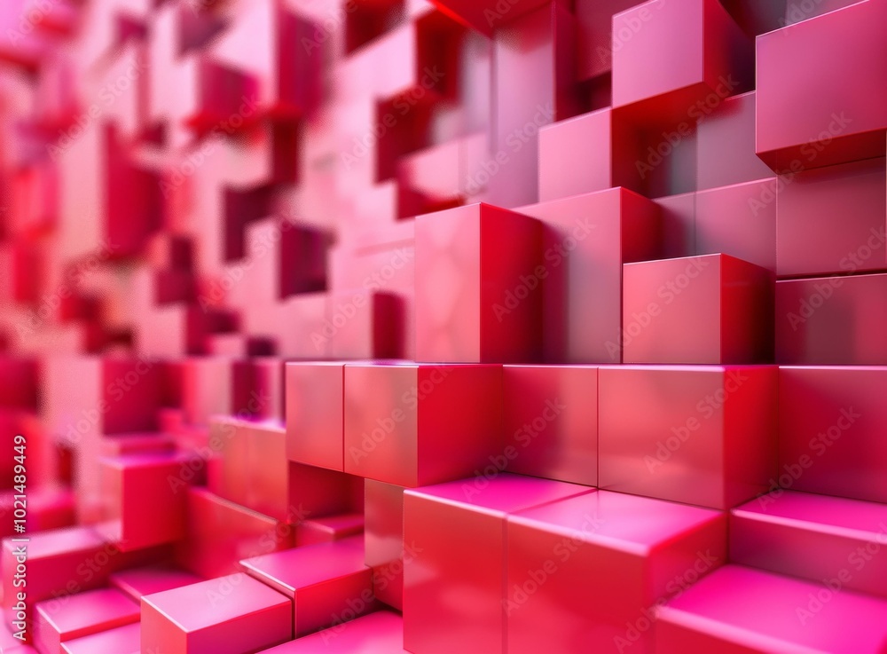 Poster Pink 3D cubes background