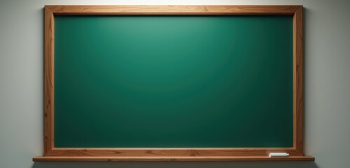 A clean green chalkboard framed with wood, ideal for educational settings, presentations, and brainstorming sessions. Perfect for classrooms and meeting rooms.
