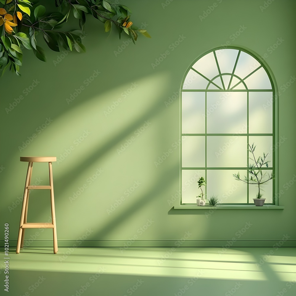 Poster minimalist and 3d studio scene featuring lush green screen backdrop empty floor and wall and a drama
