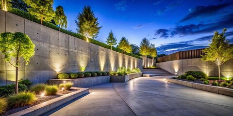 Fototapeta premium Modern Concrete Landscape Walls Design for Urban Spaces and Outdoor Architecture Projects