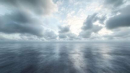 Fototapeta premium Sea and Sky with Clouds Background Illustration