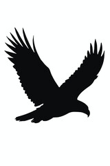 Obraz premium A black silhouette of a flying eagle with outstretched wings vector silhouette