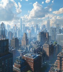 Aerial View of a Futuristic Cityscape